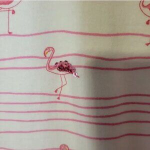 Talbots Pink and White 100% Cotton Sequined Flamingo 3/4 Sleeve Tee Size M 🦩